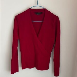 Red Long Sleeve Wrap Top